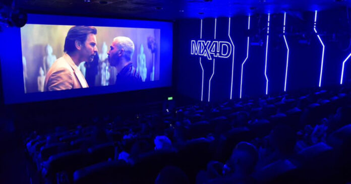 Picture illustration of people watching a movie