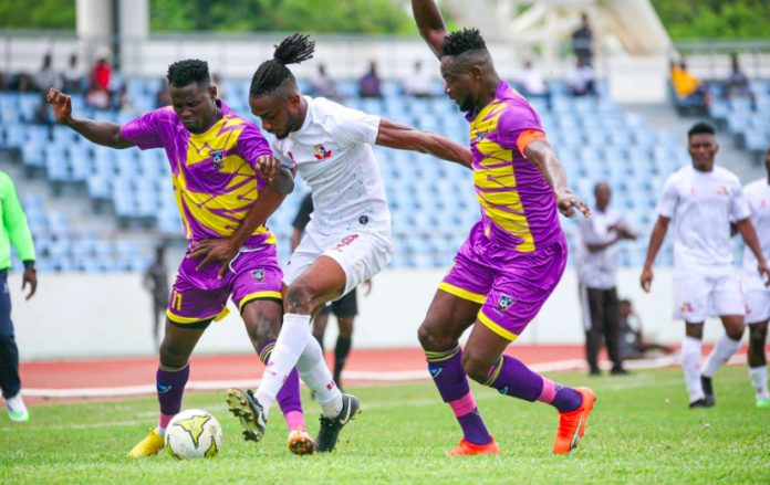 Action during CAF Champions League match between Remo Stars of Nigeria and Medeama Sporting Club of Ghana.