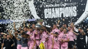Lionel Messi #10 and Inter Miami beat Nashville in a tense 10-9 penalty shootout to clinch the Leagues Cup