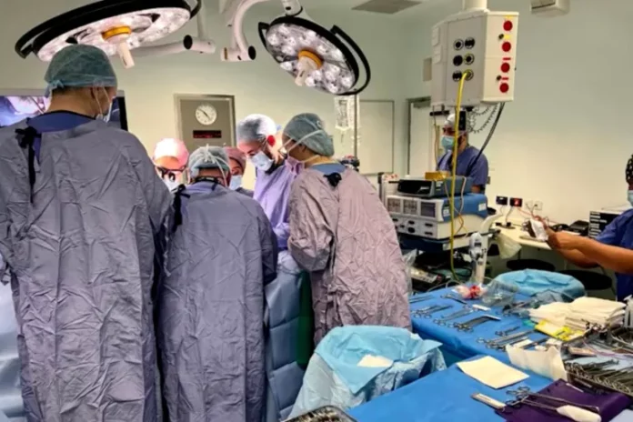Doctors at Churchill Hospital perform the United Kingdom's first womb transplant [Screen grab/Reuters]
