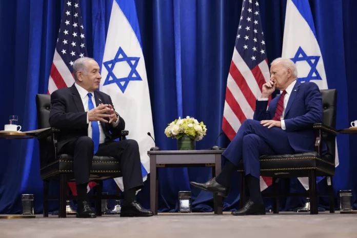 Benjamin Netanyahu and Joe Biden at New York September 20, 2023. AP