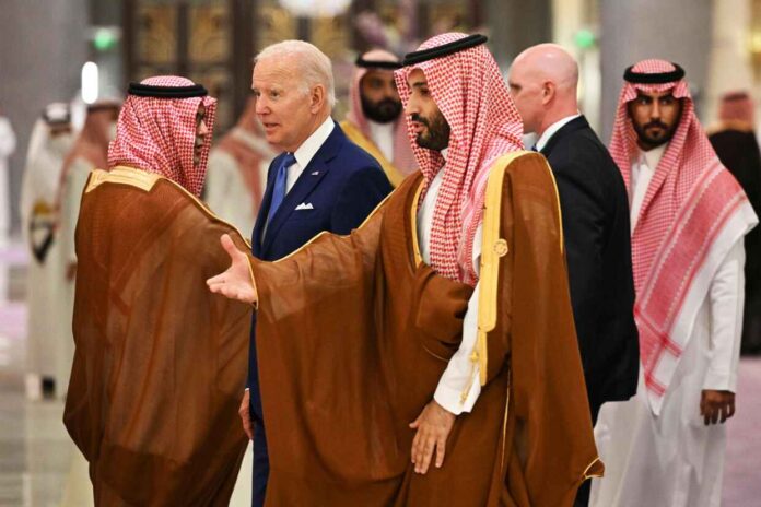 President Joe Biden and Saudi Crown Prince Mohammed bin Salman in Jeddah on July 16, 2022.Mandel Ngan / AP file