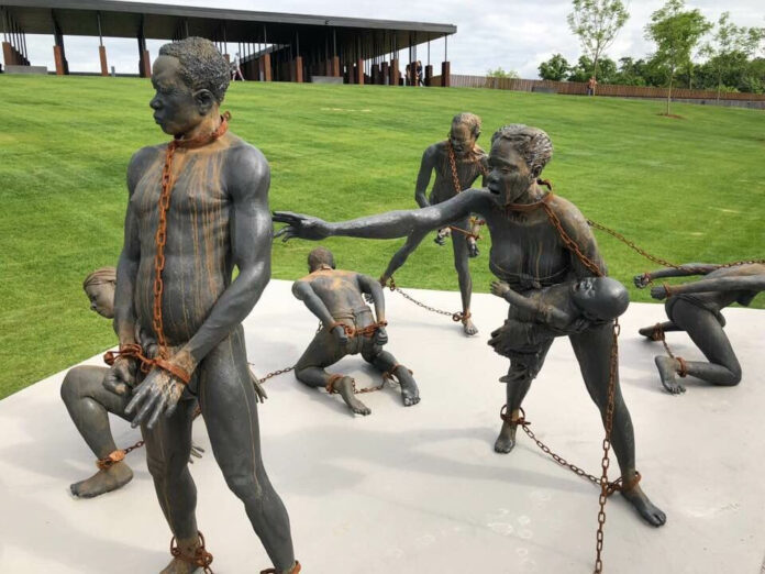 This sculpture in the US by Ghanaian artist Kwame Akoto-Bamfo is dedicated to the memory of the victims of the slave trade