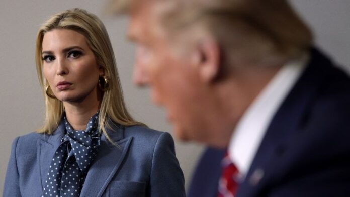 President Donald Trump speaks as his daughter and senior adviser Ivanka Trump looks on during a news briefing on the latest development of the coronavirus outbreak in the U.S. at the James Brady Press Briefing Room at the White House March 20, 2020 in Washington, DC. Alex Wong/Getty Images