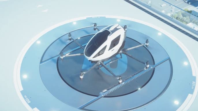 China-based Ehang has become the world’s first company to receive airworthiness certification for its fully autonomous, passenger-carrying air taxis. (Ehang)