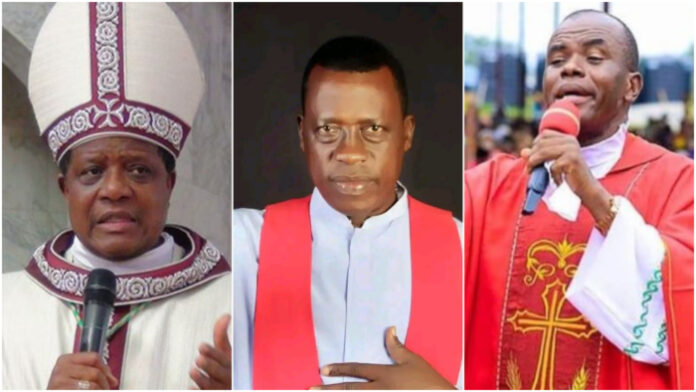 Catholic Bishop of Nsukka, Godfrey Onah, Rev. Fr Paul Obayi and Rev Fr Ejike Mbaka