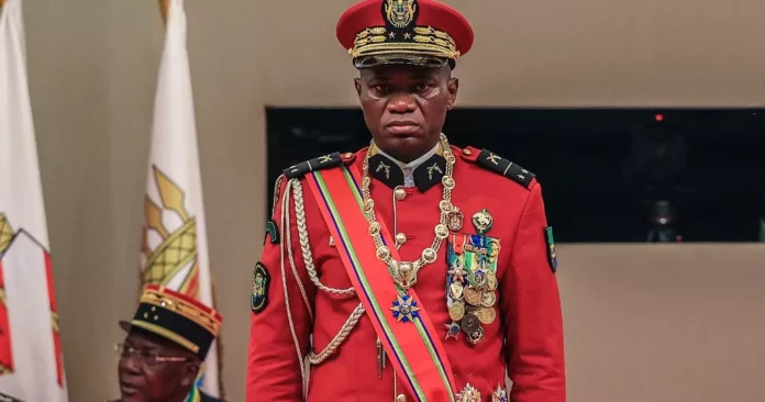 Gabon's new strongman General Brice Oligui Nguema looks on as he is inaugurated as Gabon's interim President, in Libreville on September 4, 2023. - Copyright © africanews -/AFP or licensors
