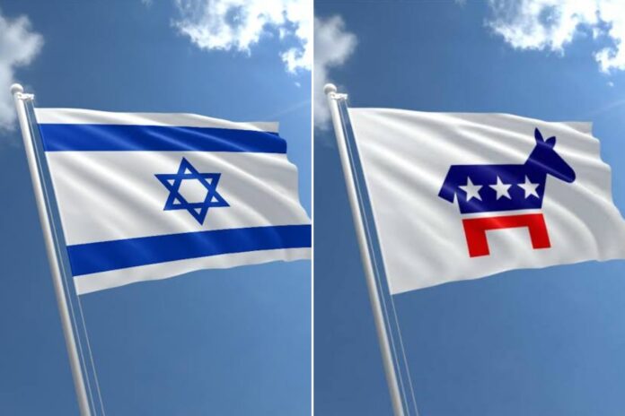 FILE - Israel and US Democratic Party Flag