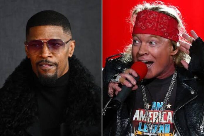 COMBO- Jamie Foxx and Axl Rose. Photo: Paul Kane/Getty Images, Joe Maher/Getty Images