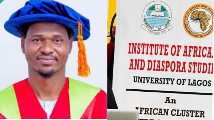 Mohammad Ribadu Ayuba, 2023 Rahamon Bello Award winner for the best Ph.D. thesis in African Studies. Photo Credit: @UnilagNigeria Source: Twitter