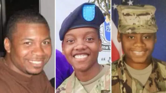 Sgt William Jerome Rivers, 46, Specialist Kennedy Ladon Sanders, 24 and Specialist Breonna Alexsondria Moffett, 23