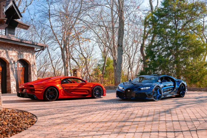 Bugatti Chirons customized for a married couple.  Courtesy Bugatti