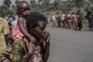Save the Children said the renewed fighting between the rebels and government troops had displaced at least 150,000 people, more than half of them children, since February 2. [Aubin Mukoni/AFP]