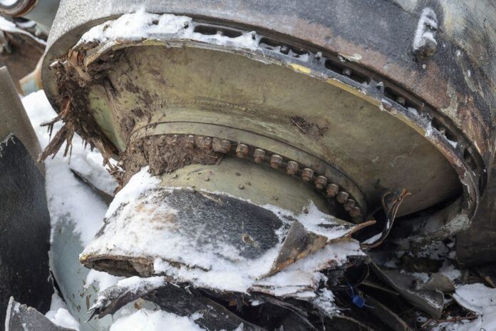 A view shows a part of an unidentified missile, which Ukrainian authorities believe to be made in North Korea and was used in a strike in Kharkiv earlier this week, amid Russia's attack on Ukraine, in Kharkiv, Ukraine January 6, 2024. REUTERS/Vyacheslav Madiyevskyy/File Photo