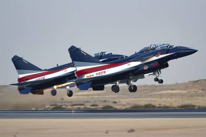 Chinese J-10 fighter jets during the World Defense Show in Riyadh on Feb. 5.Photographer: Nina Padalko/Sputnik/AP Photo
