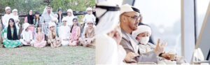 From the left: (1)The Sheikh with some of his family members. (2) The monarch in a relaxed mood with some of his grandchildren.