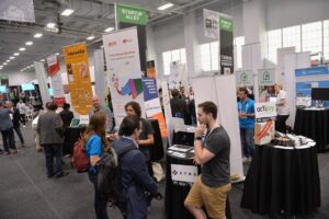 A view of Startup Alley during TechCrunch Disrupt NY 2017 in New York City. (Photo by Noam Galai/Getty Images for TechCrunch)