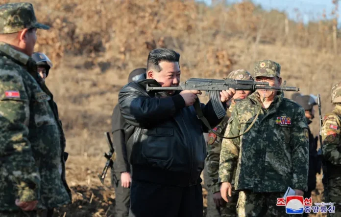 KCNA did not say whether Kim discussed the US-South Korean drills with the troops he met with [KCNA via Reuters]
