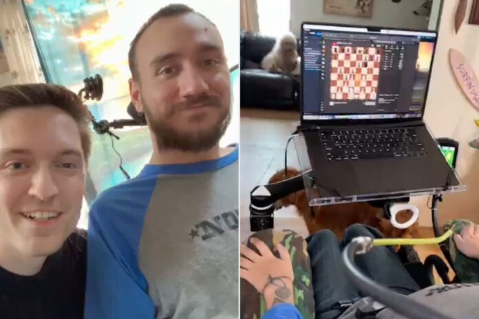 Elon Musk's startup company, Neuralink, livestreamed its first patient implanted with a brain chip using his mind to play chess on a computer March 20. (Credit: Reuters