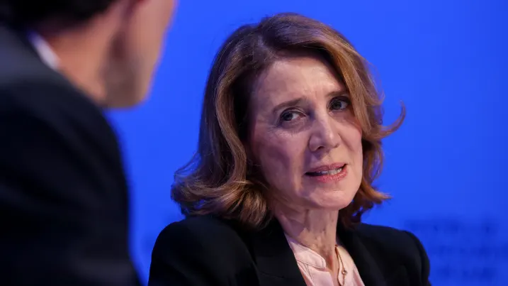 Ruth Porat, Alphabet’s chief financial officer, appears on a panel session at the World Economic Forum in Davos, Switzerland, on May 24, 2022.  Hollie Adams | Bloomberg | Getty Images
