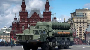 A Russian S-400 air defense system unit drives along Red Square during a rehearsal for a military parade, which marks the anniversary of the victory over Nazi Germany in World War II, in central Moscow, Russia, on May 5, 2024.  Maxim Shemetov | Reuters