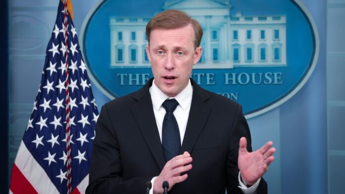 National security adviser Jake Sullivan speaks during the daily briefing at the White House on April 24, 2023, in Washington, DC. Win McNamee/Getty Images