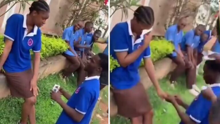 “Na Why 1.4m Fail JAMB” – Moment Secondary School Student Proposes to Girlfriend