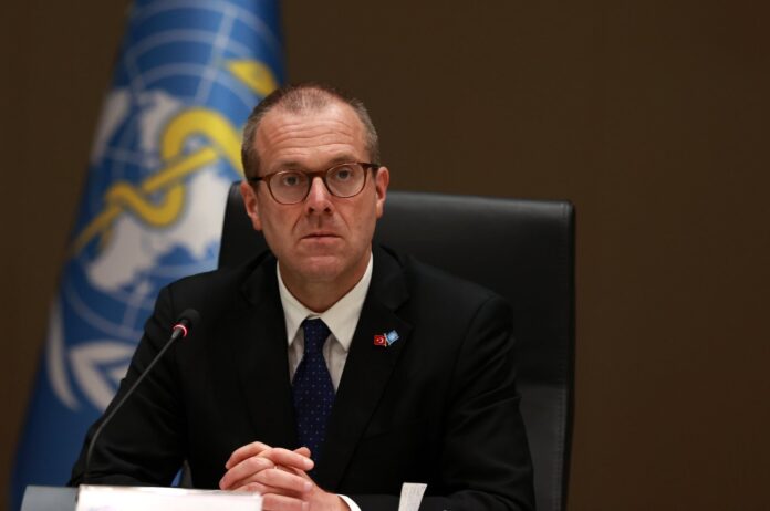 WHO Europe Director Hans Kluge during the press conference with Health Minister Fahrettin Koca, in Ankara, July 9, 2020 (AA Photo