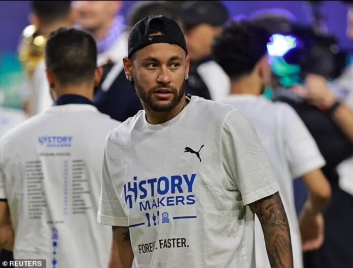Neymar celebrated after Al-Hilal won the final of the King Cup of Champions on Friday night