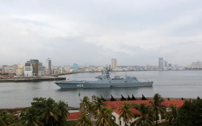 Russian frigate Admiral Gorshkov arrives in Havana, Cuba, June 12 2024. The routine visit has caused considerable media uproar CREDIT: Reuters