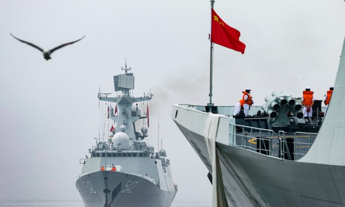The Zaozhuang frigate is seen during a ceremony to finish the North/Interaction-2023 joint naval drills held by Russia and China in the Sea of Japan on July 24, 2023. Photo: VCG