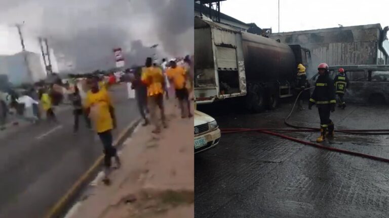JUST IN: Fire Guts Fuel Station in Lagos – Video