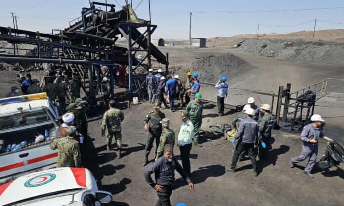 The explosion at the facility, run by the Madanjoo company, occurred at 9pm local time on Saturday. Photograph: Iranian Red Crescent Society/EPA