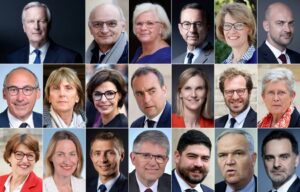 (COMBO) This combination of files photographs created on September 21, 2024 shows newly-appointed members of the cabinet of French Prime Minister Michel Barnier (topL) following its announcement (From top 1st row-top-from left) Justice Minister Didier Migaud; Minister for regional partnership and decentralisation, Catherine Vautrin; Interior Minister Bruno Retailleau; Education Minister Anne Genetet and Foreign and European Affairs Minister Jean-Noel Barrot. (2nd row-from left) Minister of Solidarity, Autonomy and Gender Equality Paul Christophe; Minister of housing and urban renewal Valerie Letard; Culture Minister Rachida Dati; Minister for the Armed Forces Sebastien Lecornu; Minister for Ecological Transition, Energy, Climate and risk prevention Agnes Pannier-Runacher; Minister for Economy, Finance and Industry Antoine Armand; Minister for Health and access to care Genevieve Darrieussecq. (Bottom row-from left) Minister of Agriculture, food sovereignty and forestry Annie Genevard; Minister of labour and employment Astrid Panosyan-Bouvet; Minister of sports, youth and associations Gil Averous; Higher Education and Research Minister Patrick Hetzel; Minister for the civil service, simplification and transformation of public action Guillaume Kasbarian; Minister attached to the Prime Minister, responsible for Overseas Francois-Noel Buffet; Minister attached to the Prime Minister, responsible for the budget and public accounts Laurent Saint-Martin. (Photo by various sources / AFP)