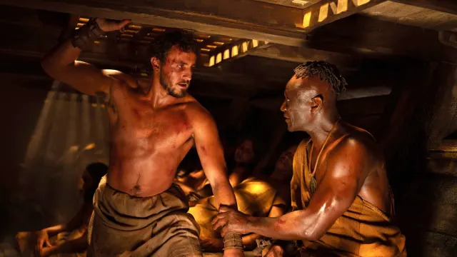 Paul Mescal and Peter Mensah in Gladiator 2. (Aidan Monaghan/Paramount Pictures/Courtesy Everett Collection)