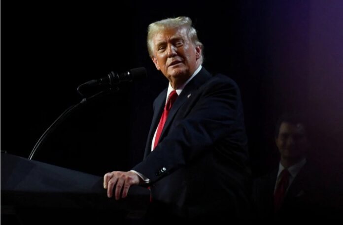 Republican presidential nominee and former U.S. President Donald Trump takes the stage following early results from the 2024 U.S. presidential election in Palm Beach County Convention Center, in West Palm Beach, Florida, U.S., November 6, 2024. REUTERS/Callaghan O'Hare/File Photo 