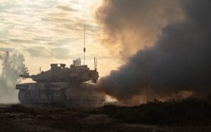 Troops of the 162nd Division operate in northern Gaza’s Jabalia, in a handout photo issued by the IDF on December 29, 2024. (Israel Defense Forces)