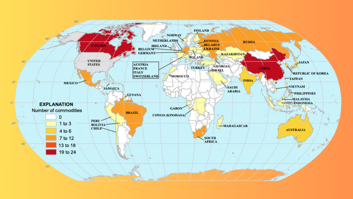 Leading Import Sources (2019–22) of Non-fuel [+]Mineral Commodities where US was Greater Than 50% Net Import Reliant US Geological Survey Mineral Commodity Summaries 2024