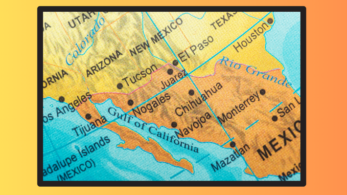 Map of US - Mexico Border Canva Images