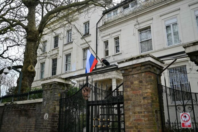 The crackdown also includes the removal of diplomatic premises status from several Russian-owned properties in the U.K. | Justin Tallis/AFP via Getty Images
