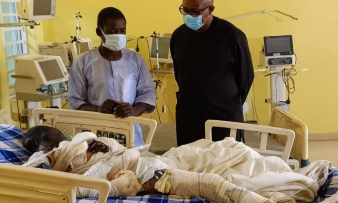 JUST IN: Peter Obi visits victims of Suleja tanker explosion