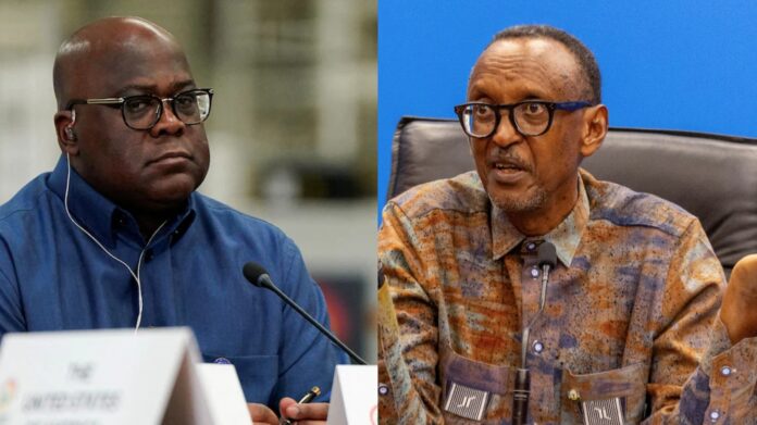 Democratic Republic of the Congo's President Felix Tshisekedi and Rwanda's President Paul Kagame. REUTERS/Elizabeth Frantz/File Photo, REUTERS/Jean Bizimana/File Photo