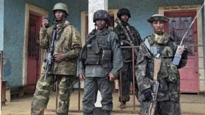 M23 rebels stand in Walikale, Democratic Republic of Congo, March 19, 2025 in this picture obtained from social media. M23 HANDOUT/via REUTERS/File Photo