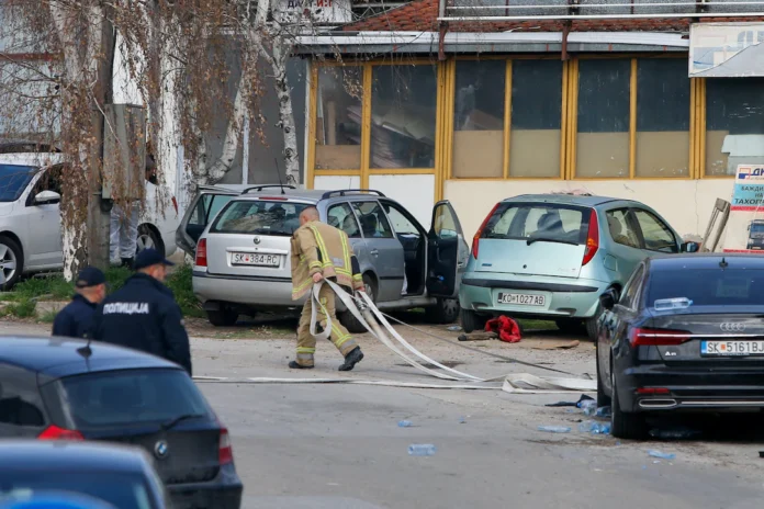 Emergency responders operate outside a night club, following a fire resulting in casualties, in the town of Kocani, North Macedonia, March 16, 2025. REUTERS/Ognien Teofilovski