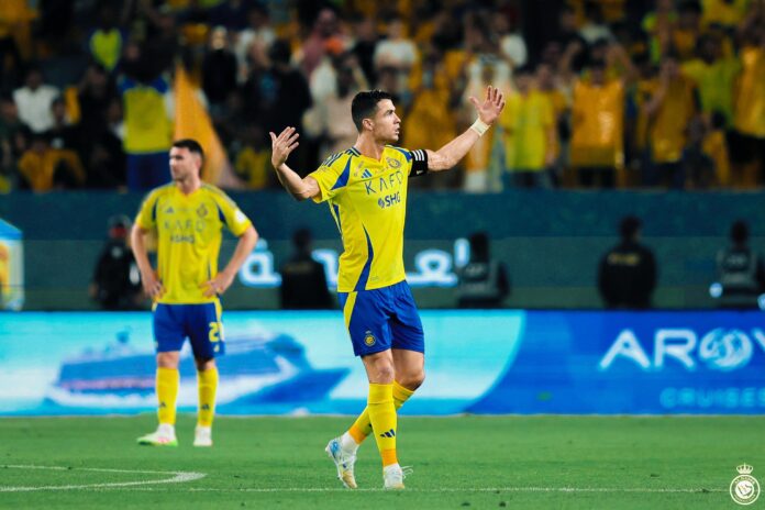 Cristiano Ronaldo inspired Al-Nassr to a 2-1 win over Al-Riyadh on Saturday to move his team to within a point of second-placed Al-Hilal in the Saudi Pro League and eight behind leaders Al-Ittihad. (X/@AlNassrFC)