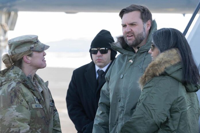 US Vice President JD Vance and second lady Usha Vance tour the US military's Pituffik Space Base on March 28, 2025 in Pituffik, Greenland.  Jim Watson/Getty Images