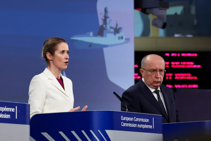 [2/2] High Representative for Foreign Affairs and Security Policy and Vice-President of the European Commission Kaja Kallas and European Commissioner for Defense and Space Andrius Kubilius present the white paper on the future of European defence, in Brussels, Belgium March 19, 2025. REUTERS/Yves Herman/File