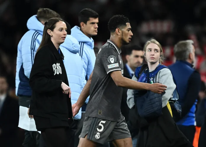 Soccer Football - Champions League - Quarter Final - First Leg - Arsenal v Real Madrid - Emirates Stadium, London, Britain - April 8, 2025 Real Madrid's Jude Bellingham looks dejected after the match REUTERS/Dylan Martinez