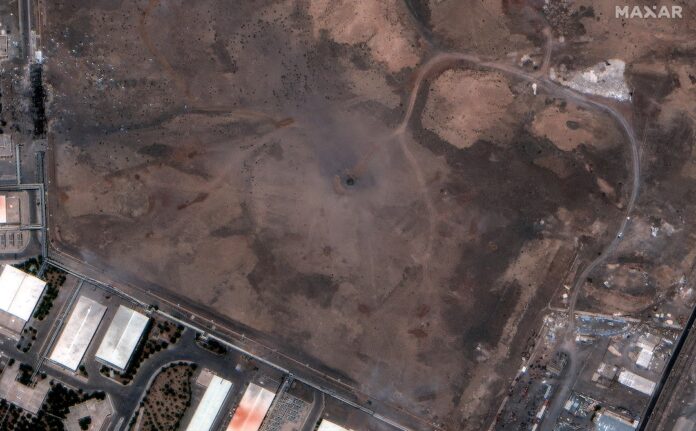 Satellite image shows a close up of a crater over the underground facility of Natanz Enrichment Facility, after it was hit by U.S. airstrikes, near Natanz, Iran, June 22, 2025. Maxar Technologies/Handout via REUTERS/File Photo