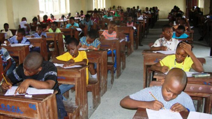 FILE PHOTO: Nigerian pupils writing National Common Entrance examination {Photo: NAN}